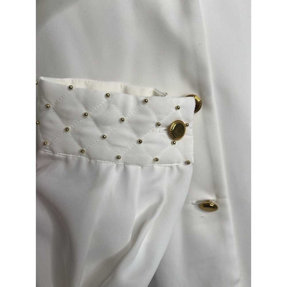 Vintage Oleg Cassini Simple White Top Blouse Gold… - image 4