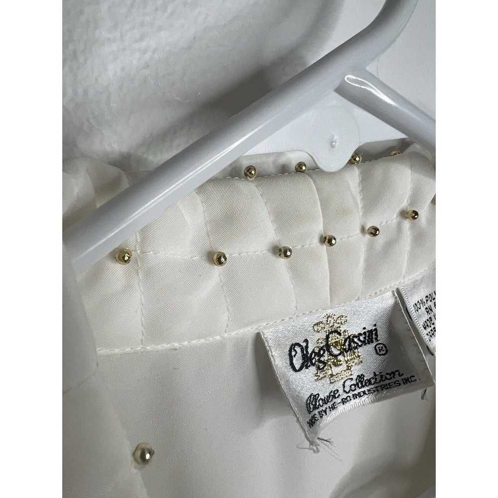 Vintage Oleg Cassini Simple White Top Blouse Gold… - image 5