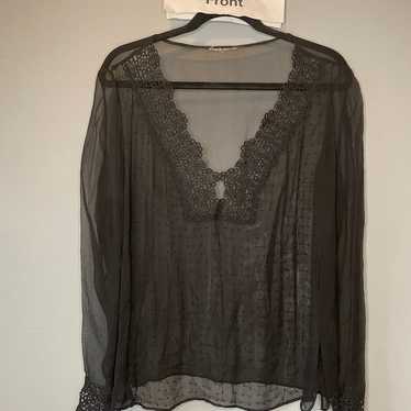 VINTAGE sheer lace beaded womans top - image 1