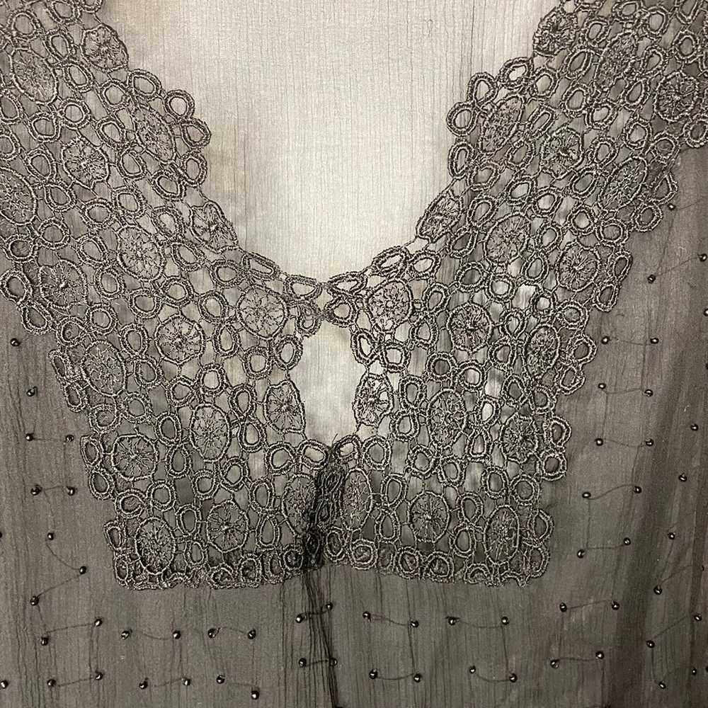 VINTAGE sheer lace beaded womans top - image 2