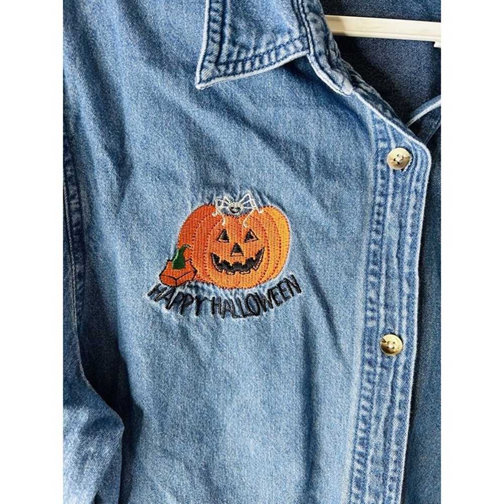 Vintage Womens Large Halloween Pumpkin Cat Stitch… - image 3