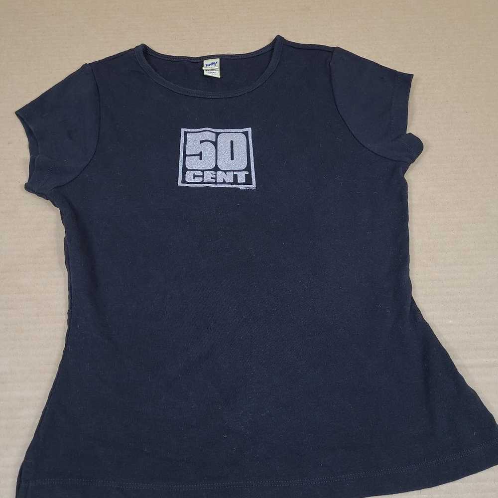 Vintage Y2k 50 CENT Logo T Shirt Women's Sz L SLI… - image 1