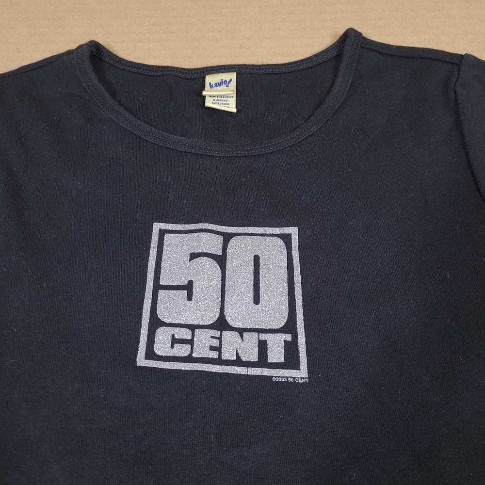 Vintage Y2k 50 CENT Logo T Shirt Women's Sz L SLI… - image 2