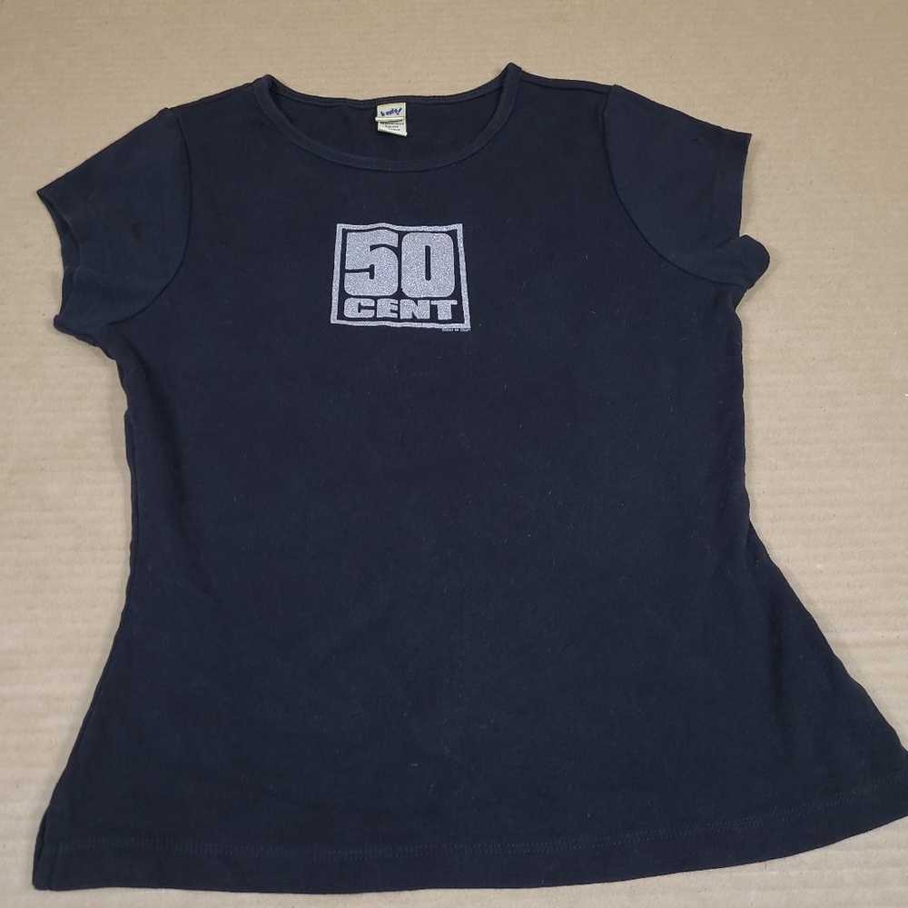 Vintage Y2k 50 CENT Logo T Shirt Women's Sz L SLI… - image 3