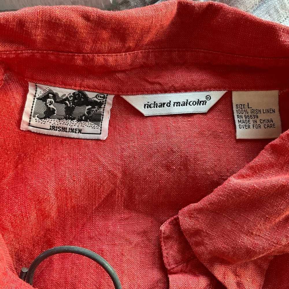 Richard Malcolm Vintage Coral Irish Linen Long Sl… - image 6