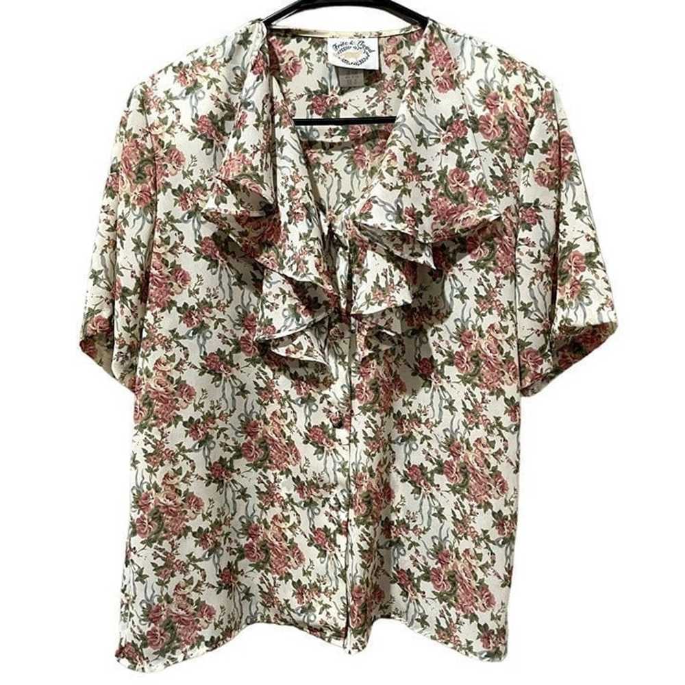 VINTAGE FRITZ & FLOYD FLORAL BUTTON DOWN WOMAN'S … - image 1