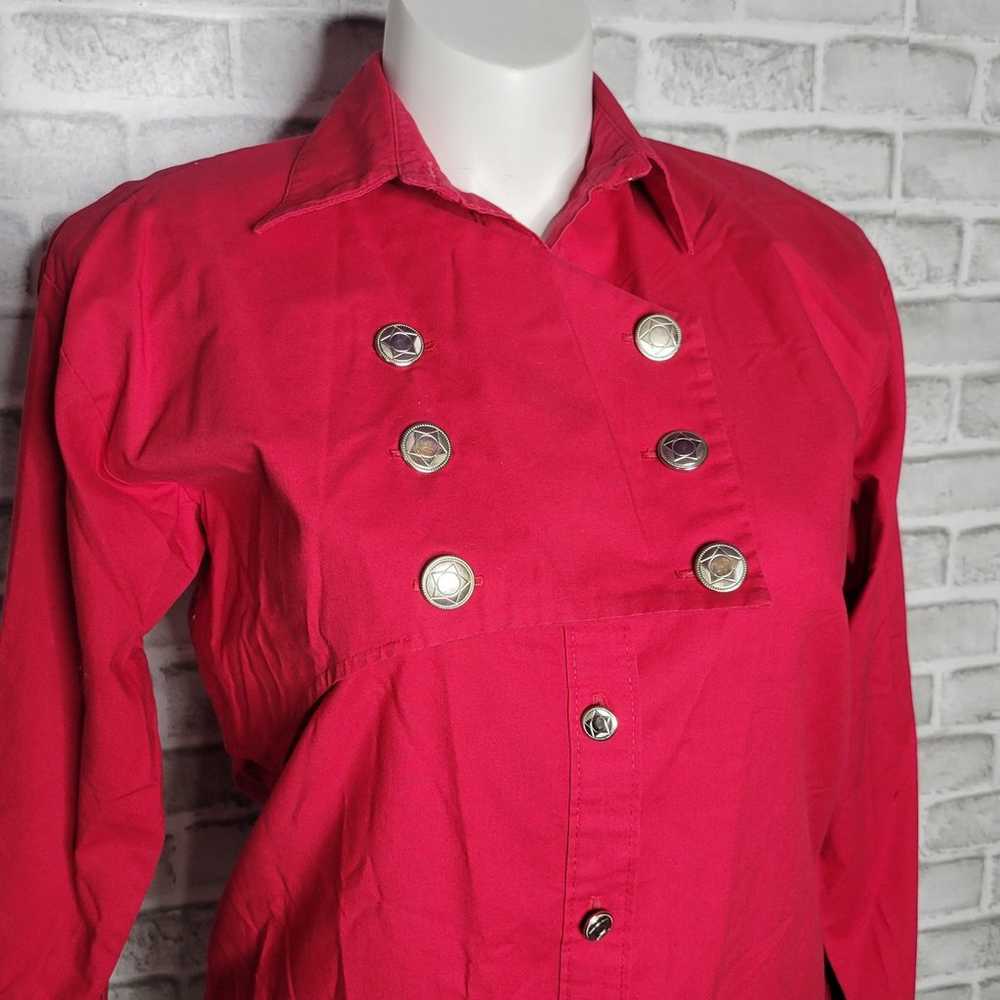 Vintage Wagon Wheels Western Red Button up - image 2