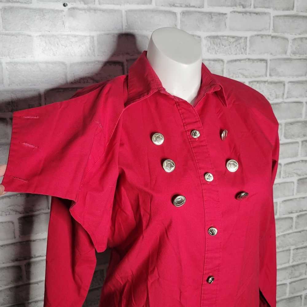 Vintage Wagon Wheels Western Red Button up - image 3