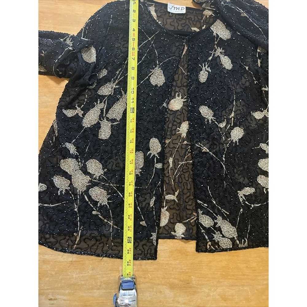 Vintage JMD New York Black Beaded Sequin Long Sle… - image 6