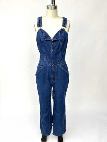 1970s Nest-Ce Pas? Denim Sweetheart Jumpsuit