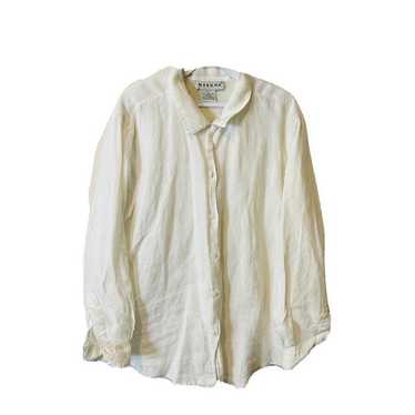 VintageWomens Large Linen Flax Long Sleeve Button 