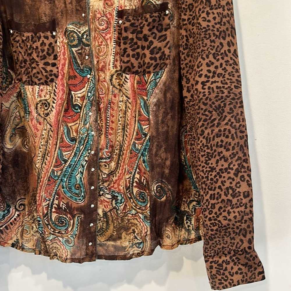 Vintage 90 JAIPUR long sleeve sheer animal print … - image 3