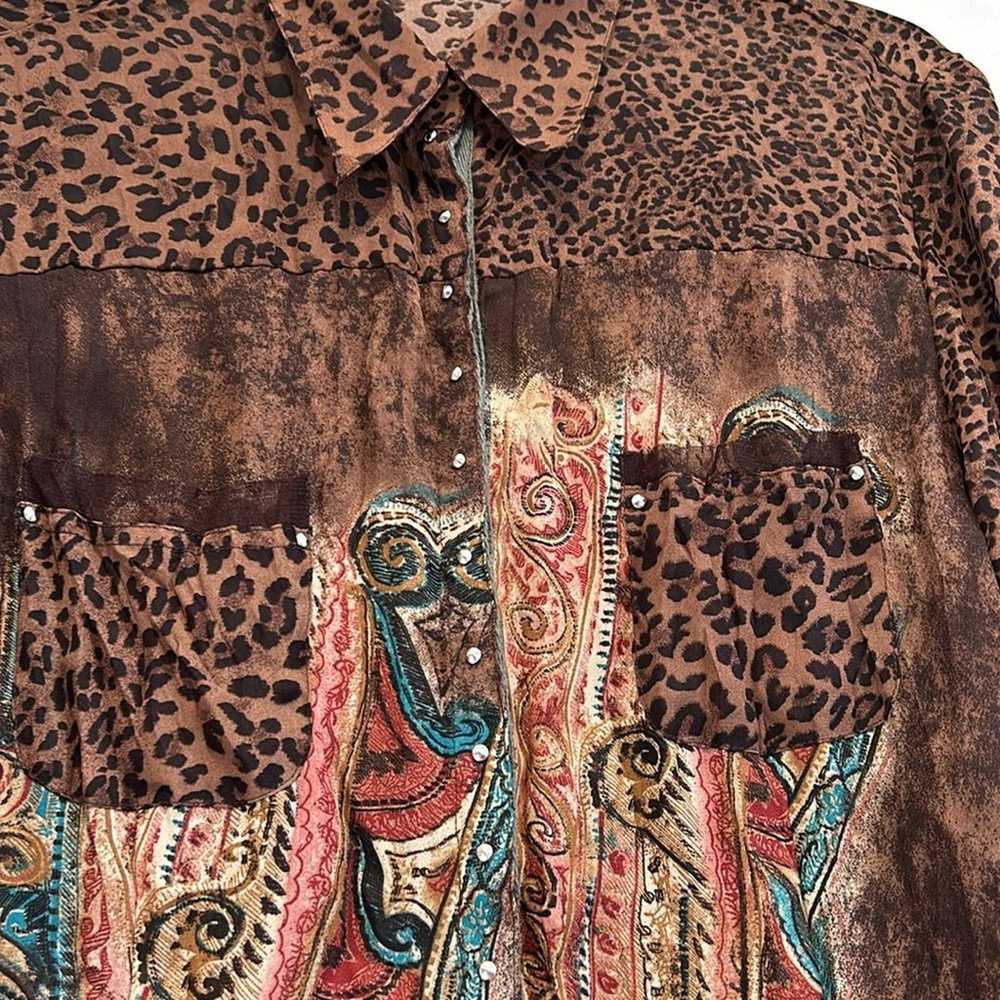 Vintage 90 JAIPUR long sleeve sheer animal print … - image 6