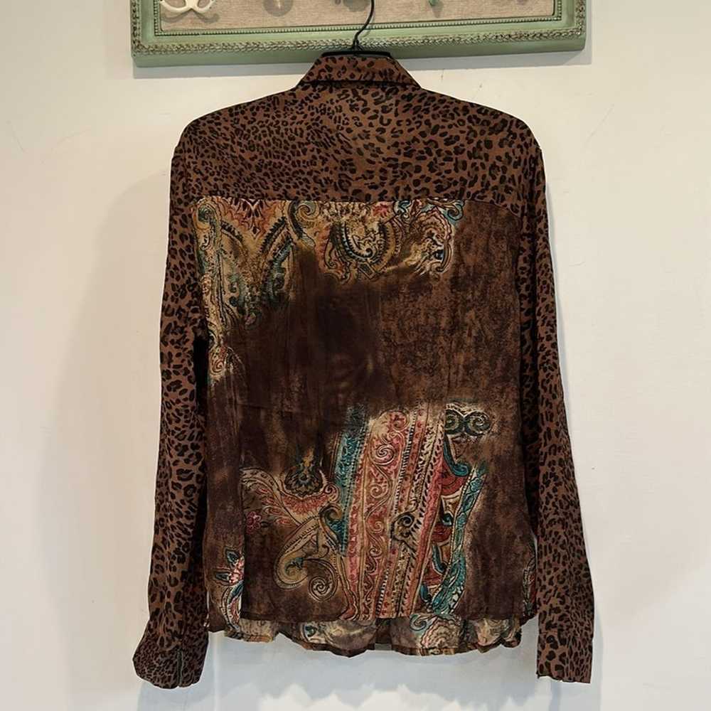 Vintage 90 JAIPUR long sleeve sheer animal print … - image 7