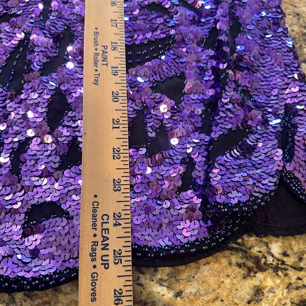 Vintage sequin and beaded purple and black blouse… - image 3