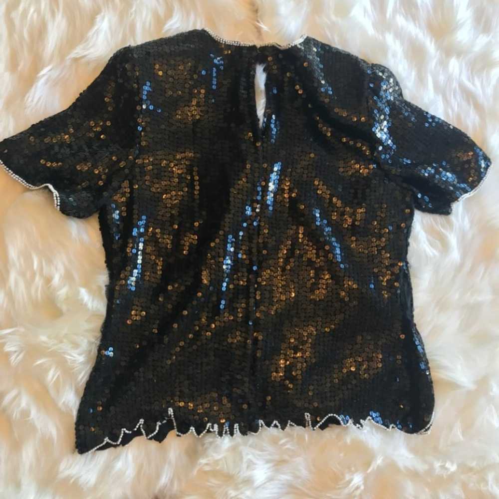 Vintage Stenay 100% Silk Sequin Top- L - image 8