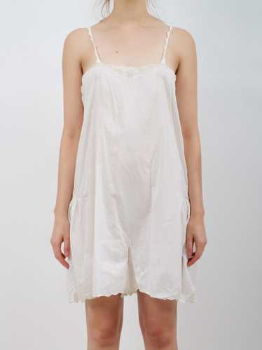 1920s White Cotton Teddy Step In Romper