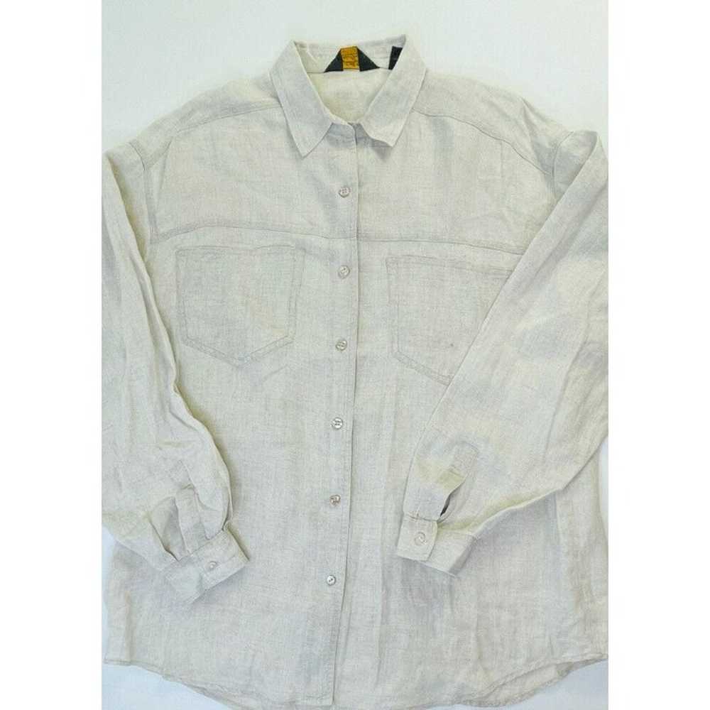 Vintage Eddie Bauer Womens Large Linen Long Sleev… - image 2