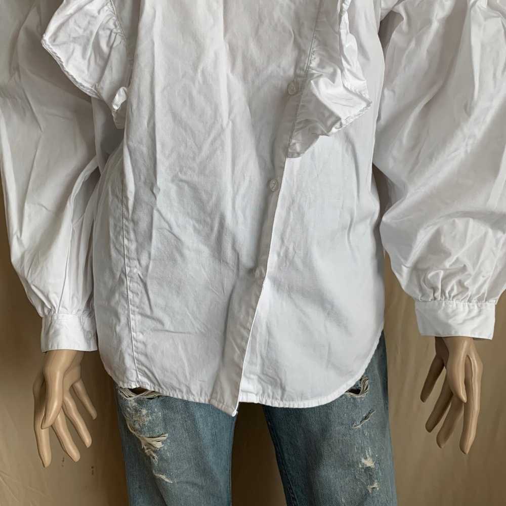 Vintage 90s THEO white cotton ruffle poet prairie… - image 3