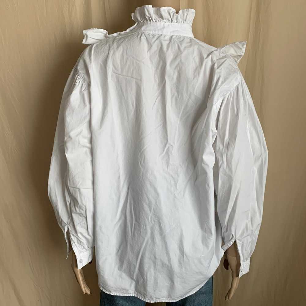 Vintage 90s THEO white cotton ruffle poet prairie… - image 6