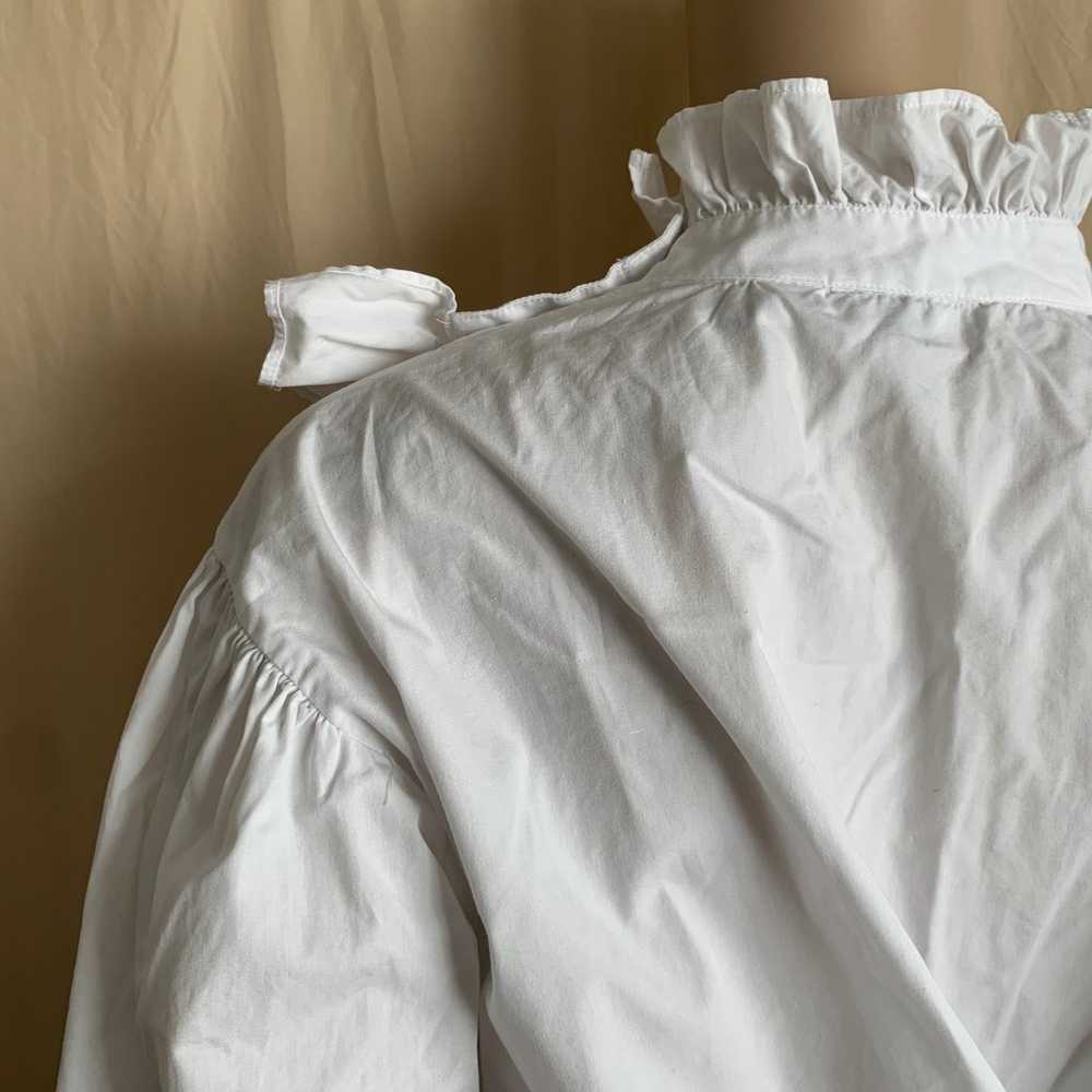 Vintage 90s THEO white cotton ruffle poet prairie… - image 7