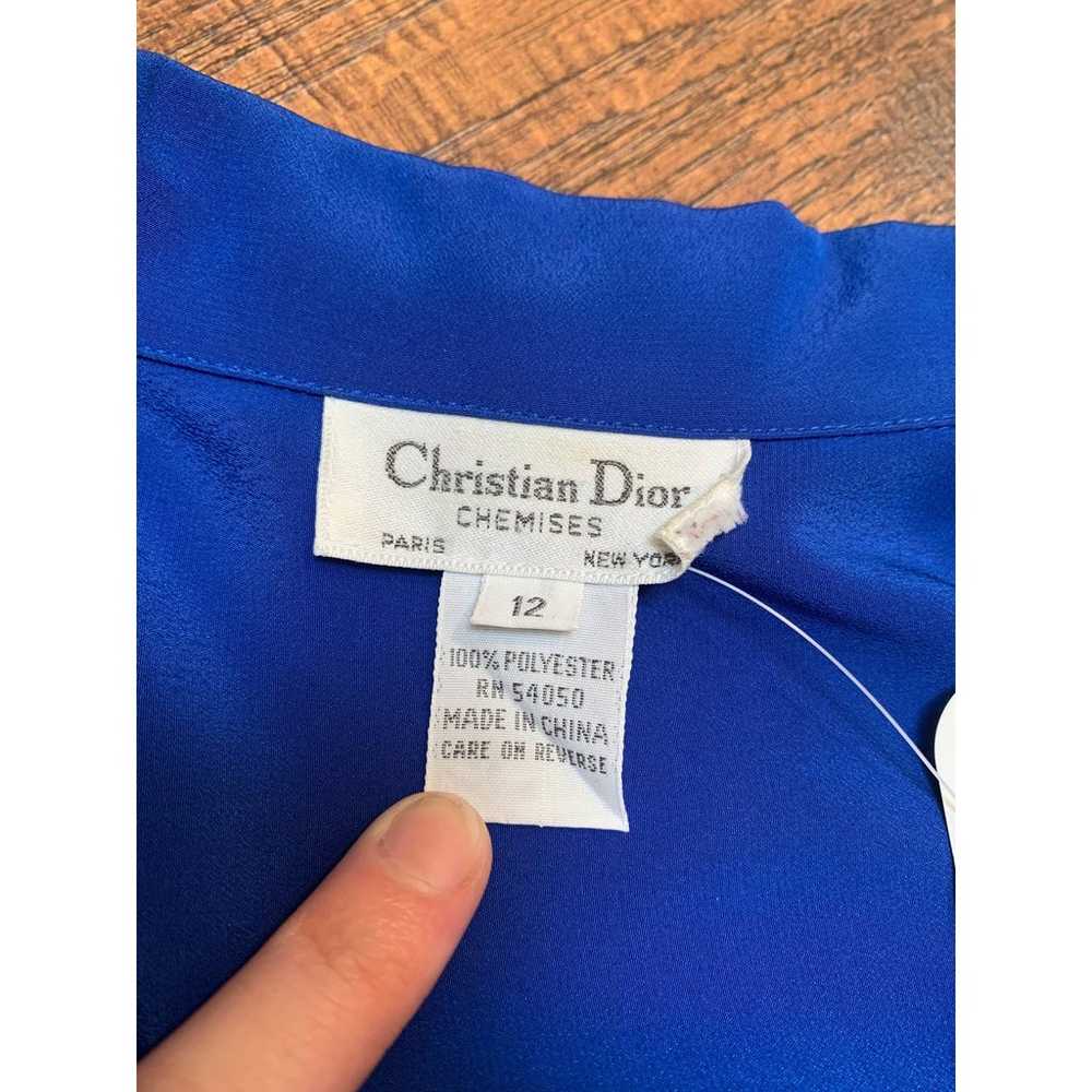 Vintage Christian Dior Cobalt Blue Chemise Blouse - image 3