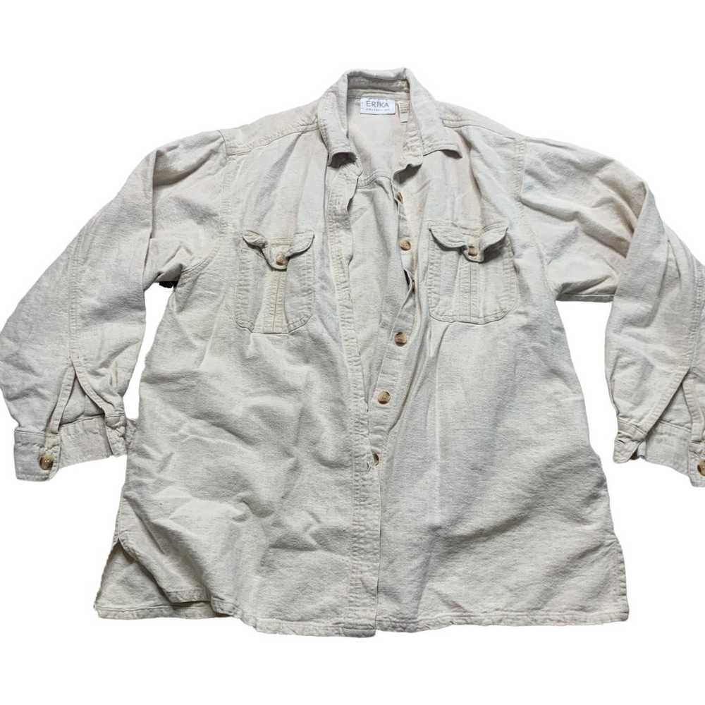 Erika Collection Linen Cotton Button Down Blouse … - image 2