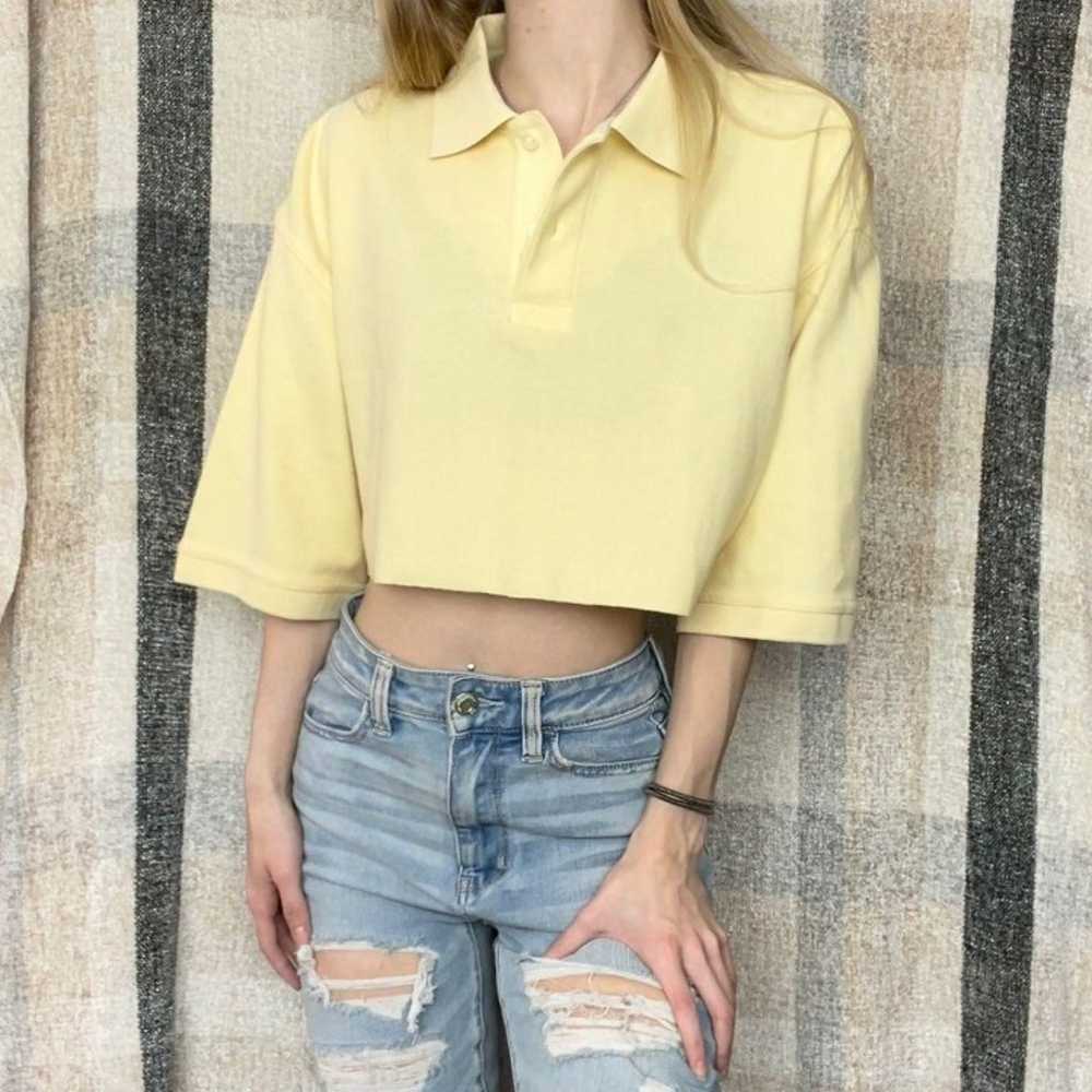 Custom Cropped Yellow Short Sleeve Cotton Polo - image 1