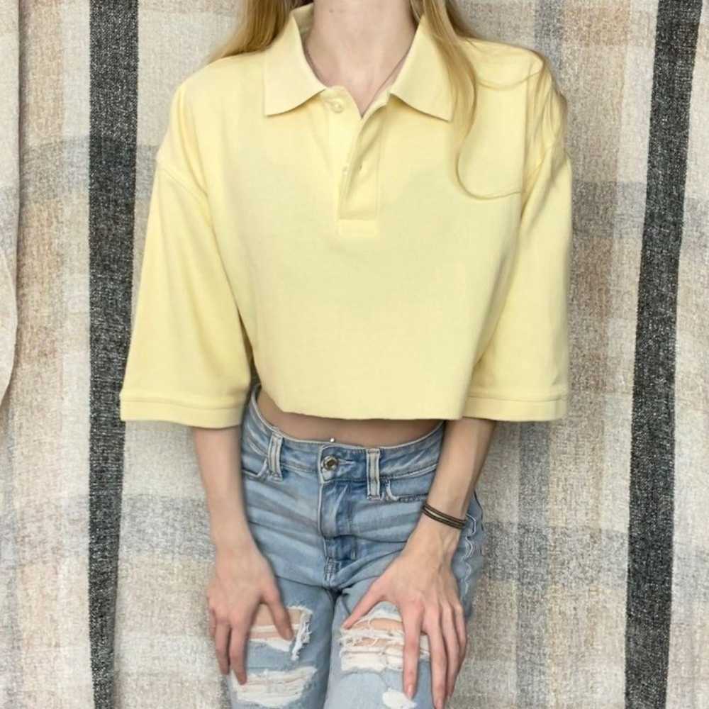 Custom Cropped Yellow Short Sleeve Cotton Polo - image 9