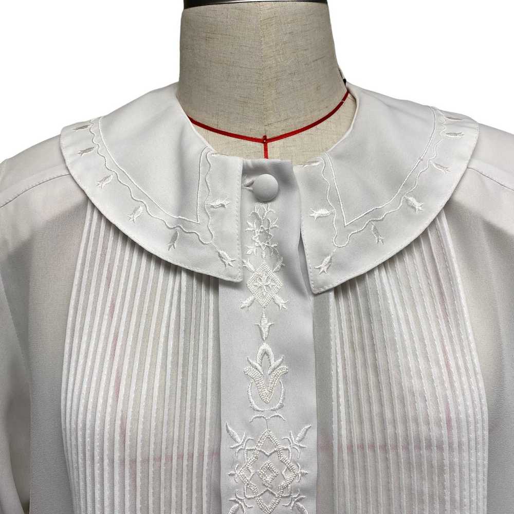 Vintage Karen Scott Womens Size 12 White Embroide… - image 3