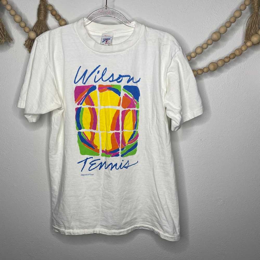 Vintage 1990 Single Stitch Wilson Tennis Neon Gra… - image 4