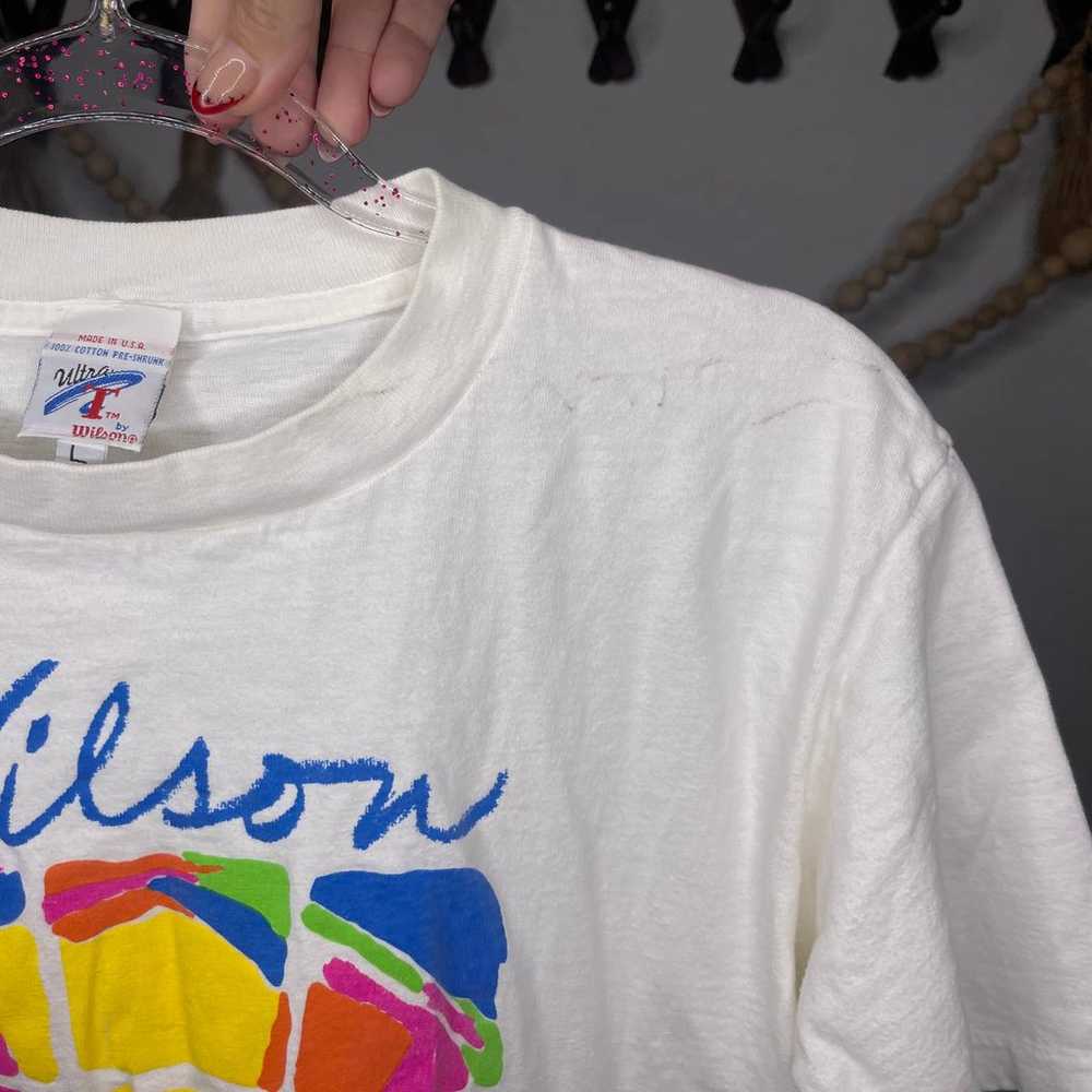 Vintage 1990 Single Stitch Wilson Tennis Neon Gra… - image 6