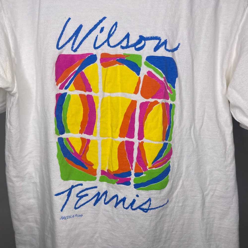 Vintage 1990 Single Stitch Wilson Tennis Neon Gra… - image 7