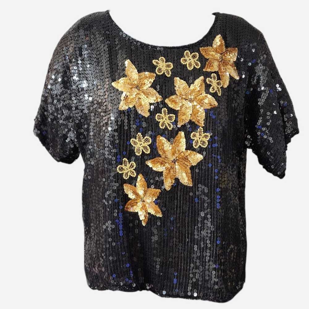 Vintage   Night Vogue sequin Top | Large - image 1