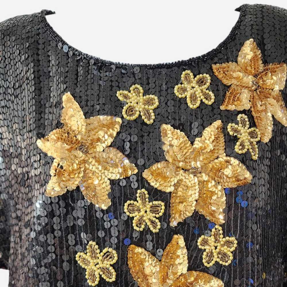 Vintage   Night Vogue sequin Top | Large - image 2