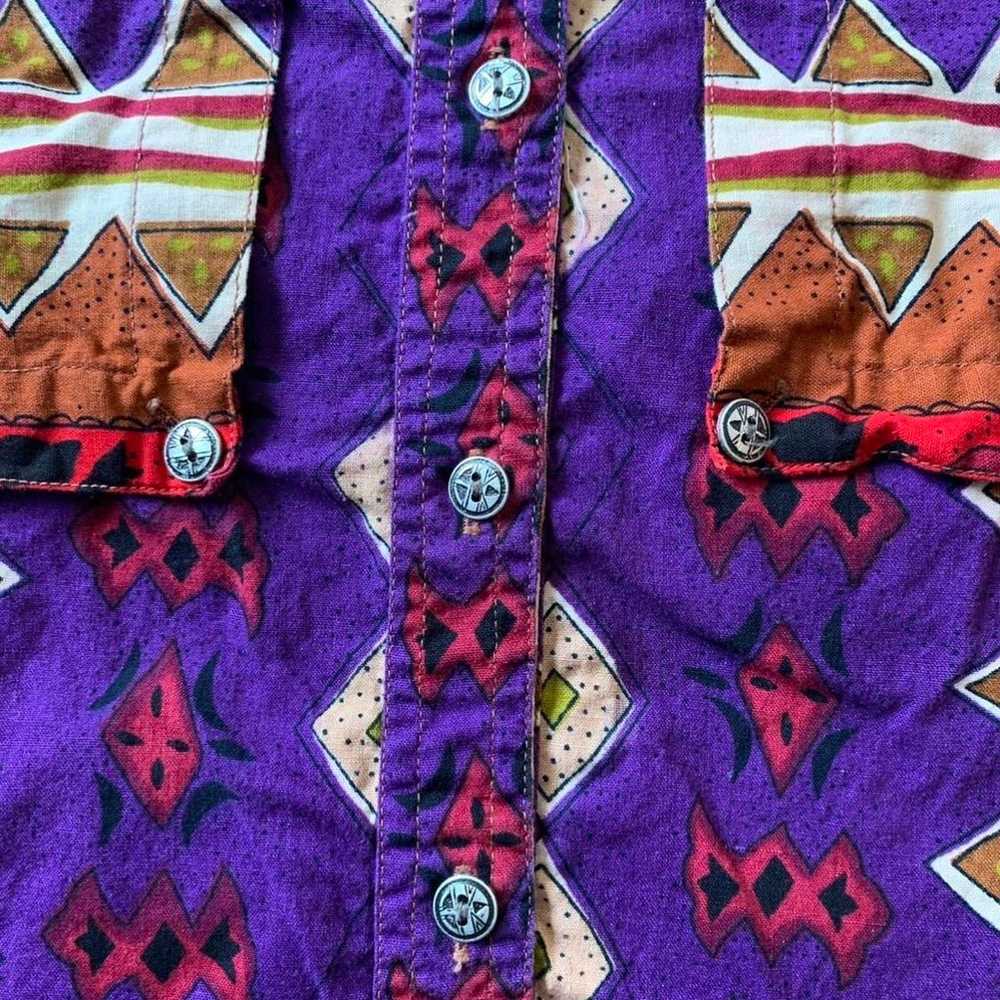 Vintage 90s/1990s Western Shirt, Bright Geometric… - image 5