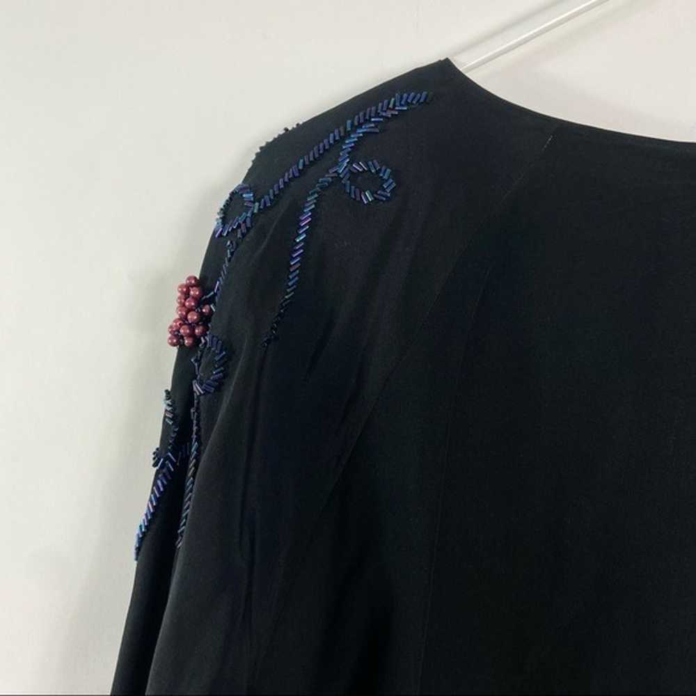 Vanna 100% silk black beaded sequin top. Size 14 - image 5