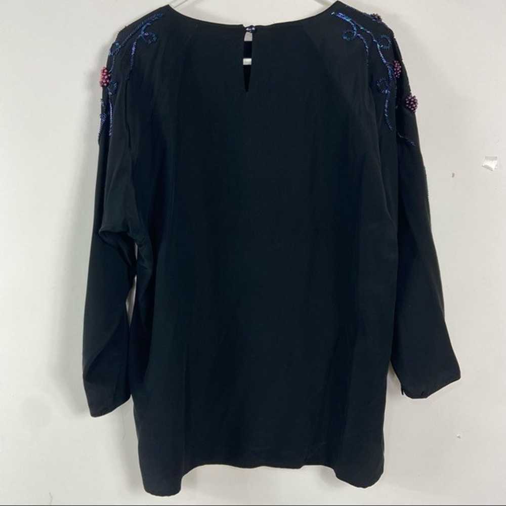 Vanna 100% silk black beaded sequin top. Size 14 - image 6