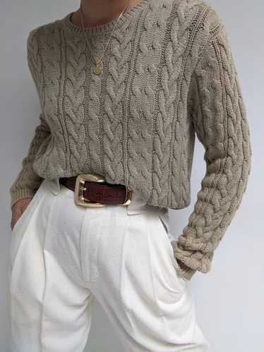 Vintage Latte Cable Knit Sweater