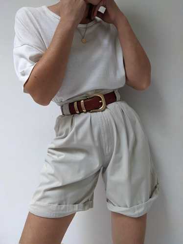 Vintage Khaki Pleated Shorts