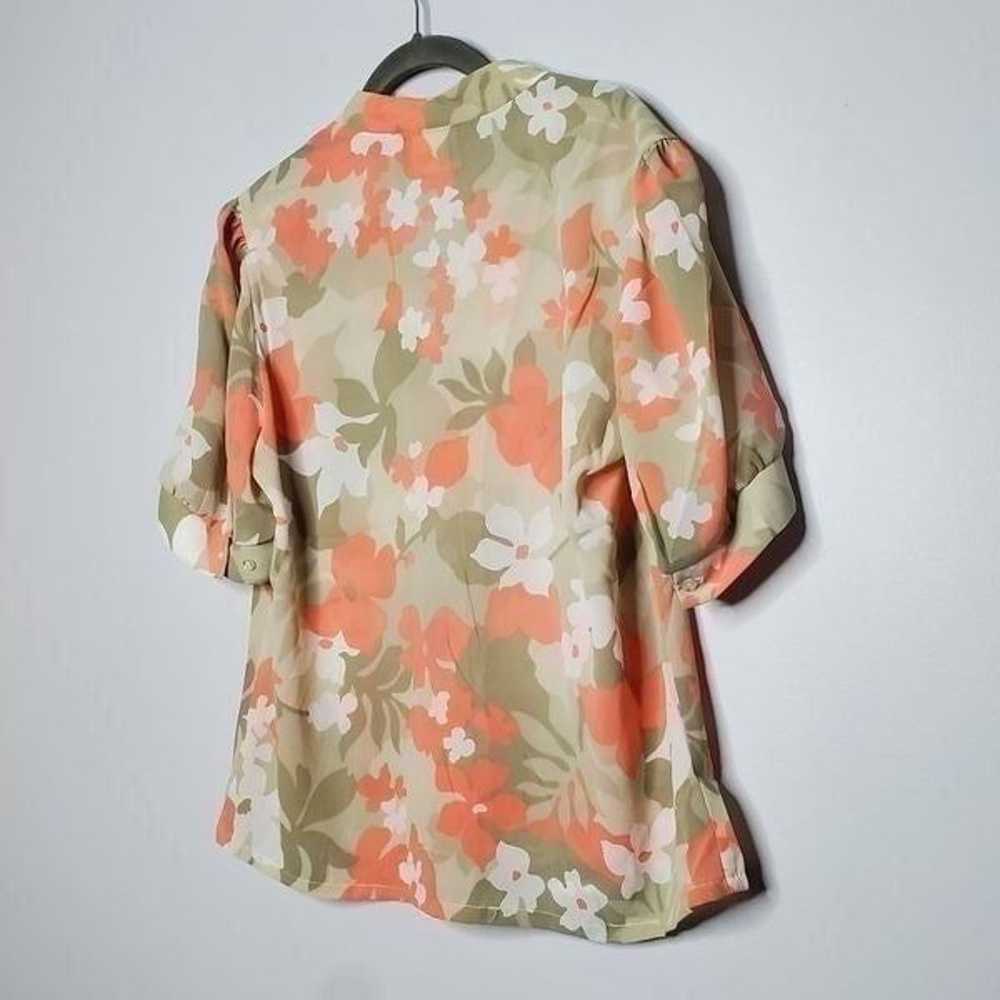 Vintage Teddi Floral Blouse Size 14 Orange White … - image 2