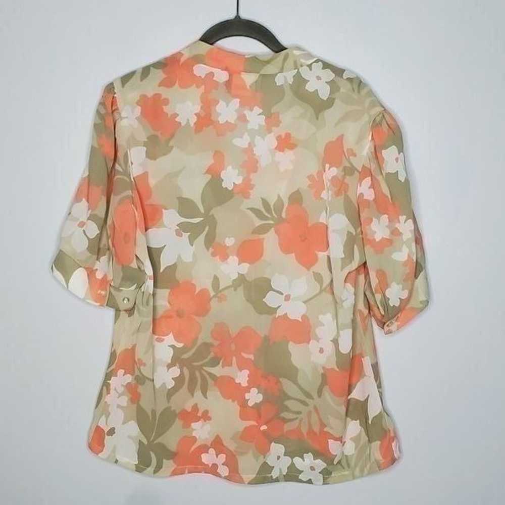 Vintage Teddi Floral Blouse Size 14 Orange White … - image 4