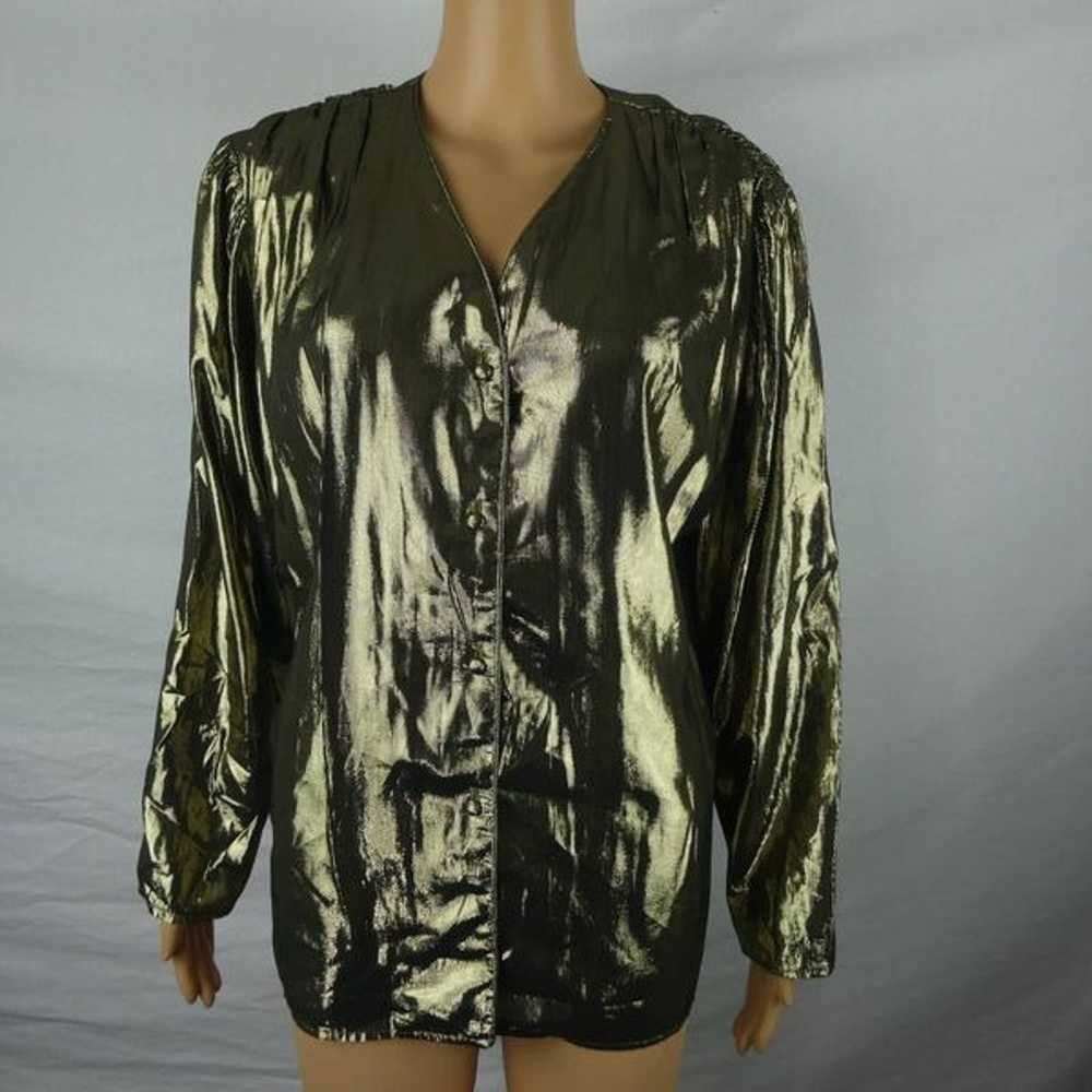 Helene St. Marie Vintage Metallic Gold Lame Butto… - image 1