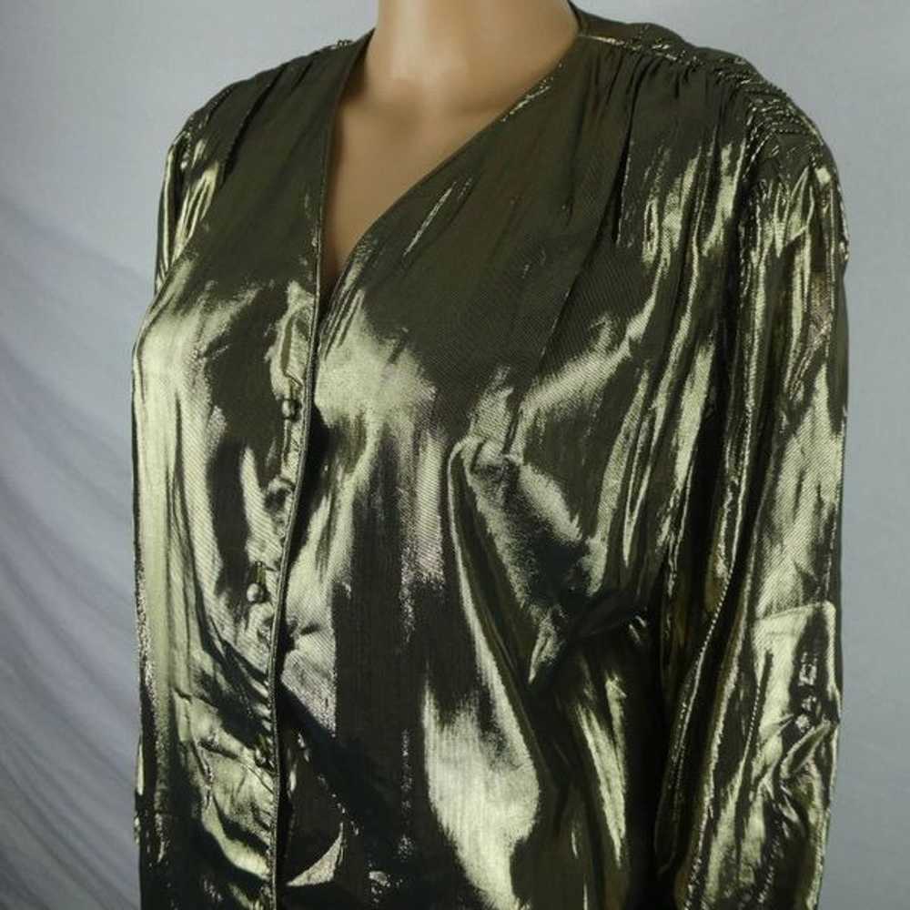 Helene St. Marie Vintage Metallic Gold Lame Butto… - image 2