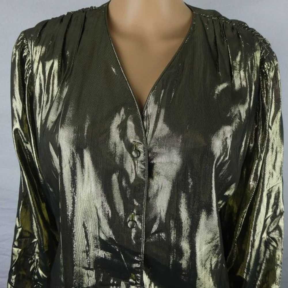 Helene St. Marie Vintage Metallic Gold Lame Butto… - image 3