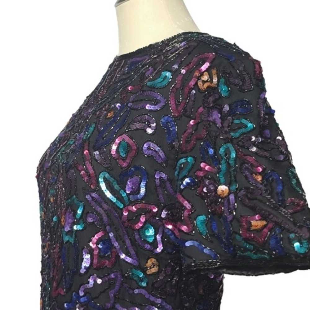 Scala Multi Color Colorful Sequin Beaded Pure Sil… - image 5