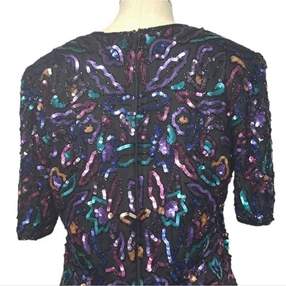 Scala Multi Color Colorful Sequin Beaded Pure Sil… - image 7