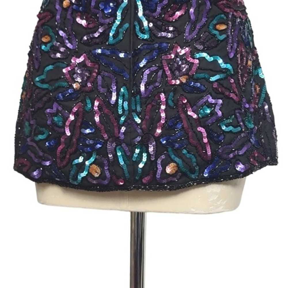 Scala Multi Color Colorful Sequin Beaded Pure Sil… - image 8