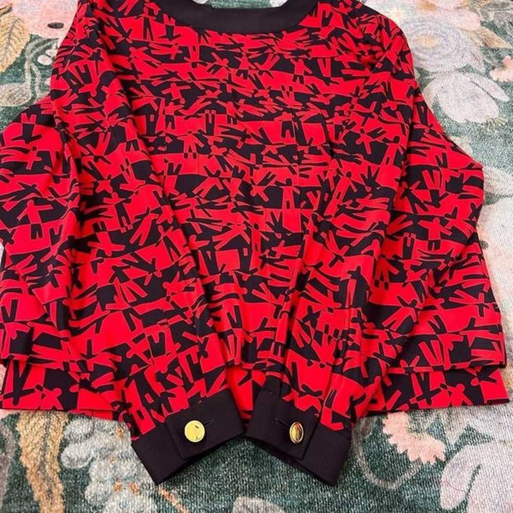 Chanel Boutique Silk Blouse Size 38 Red Black Fig… - image 11