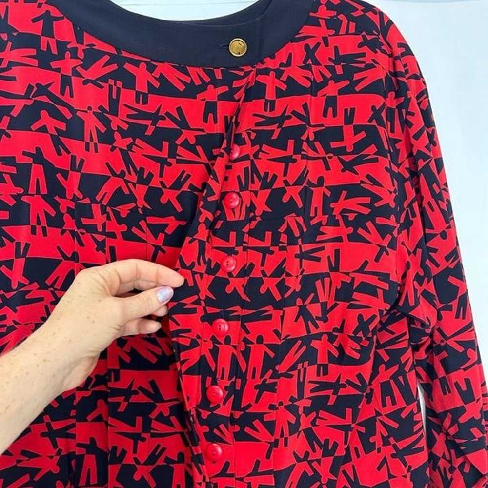 Chanel Boutique Silk Blouse Size 38 Red Black Fig… - image 6